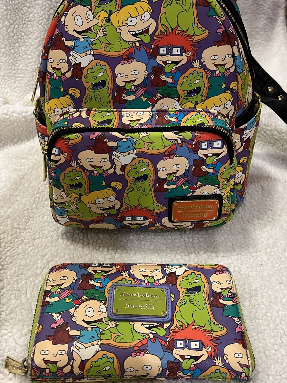 Loungefly Multicolor Rugrats All-Over Print Mini Backpack & Wallet Set